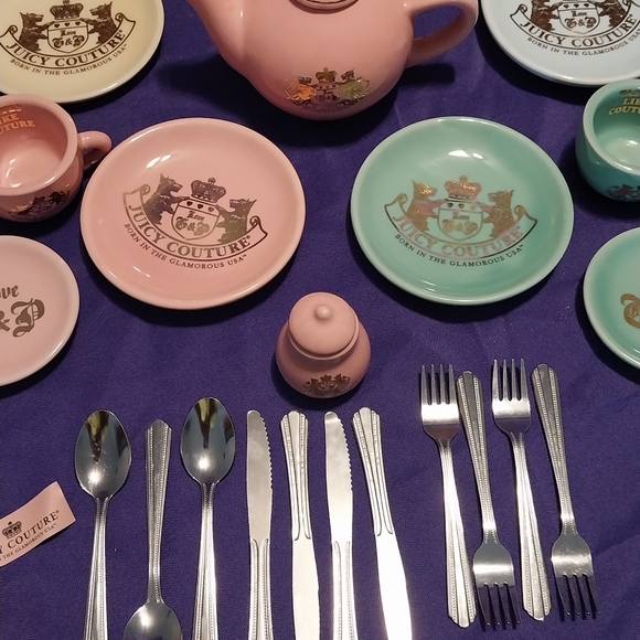 Rare htf juicy couture picnic basket child's tea set - Picture 11 of 12